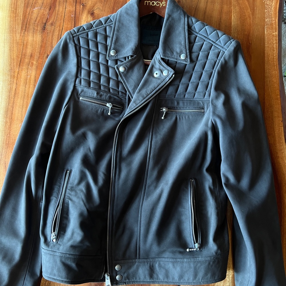 All Saints Men’s Grey Suede Jacket size L